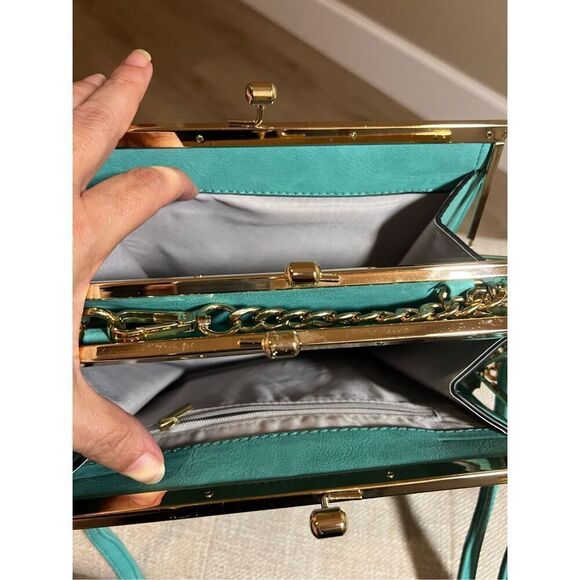 NWT Alyssa turquoise/blue vintage inspired shoulder bag - Picture 6 of 6